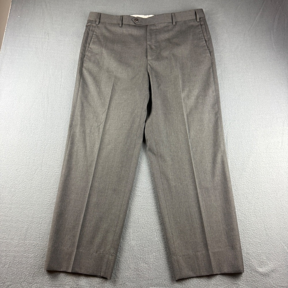 Zanella Todd Pants Men's 36 (Fits 37x28) Gray Wool Dress Trousers Flat Italy